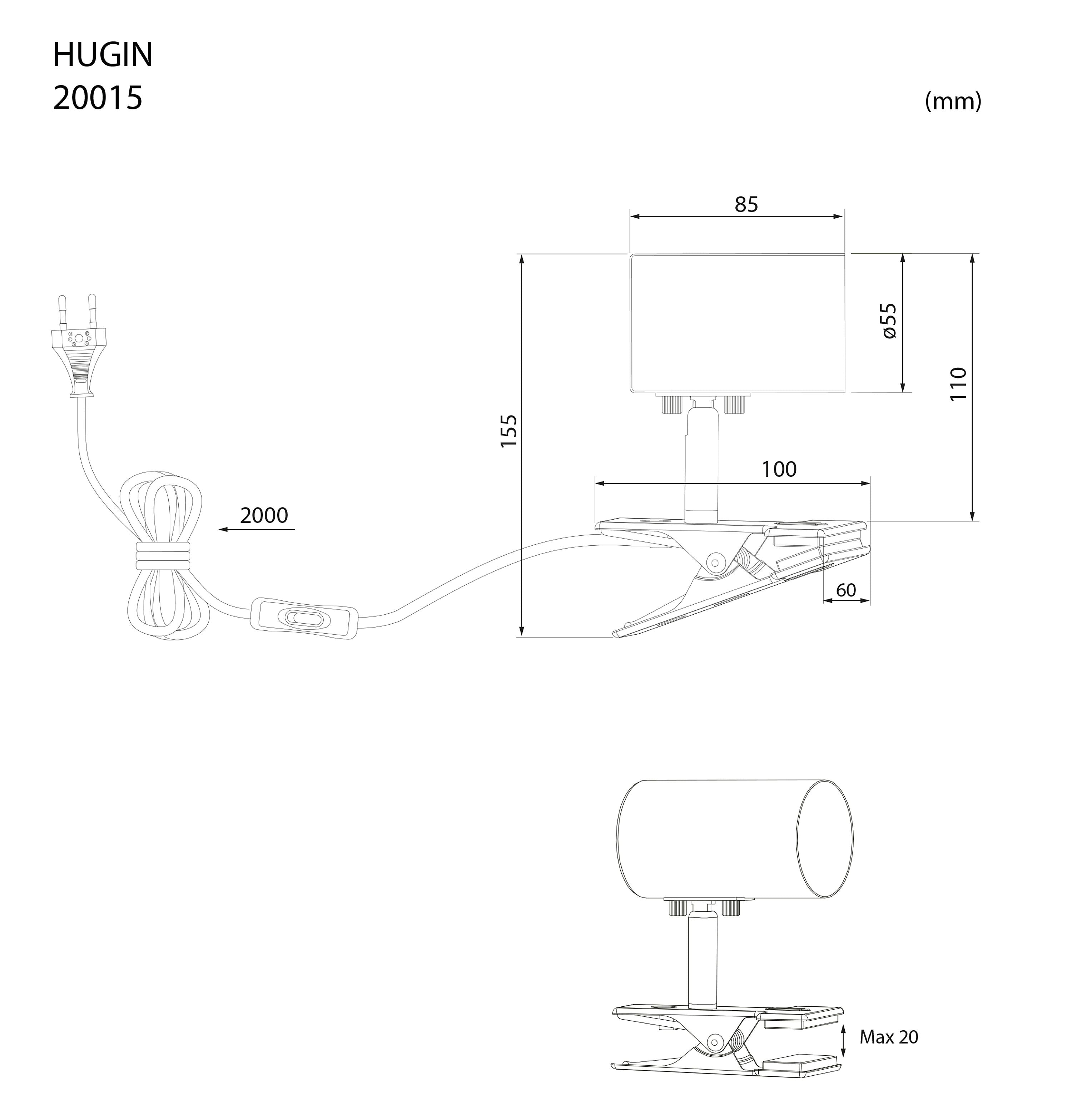 Aneta Home HUGIN klämlampa