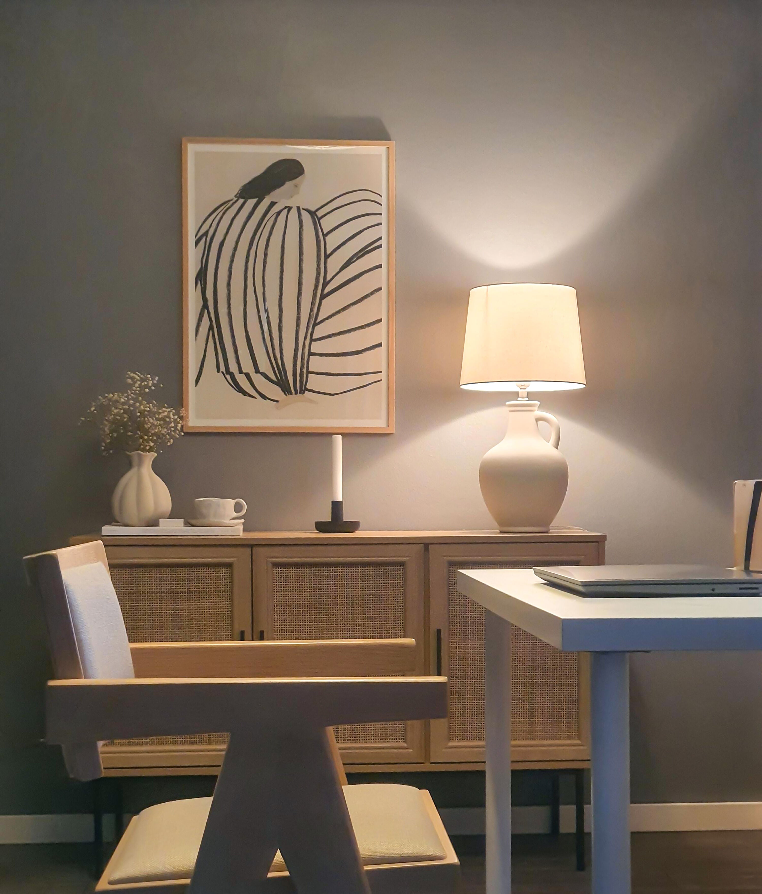 Aneta Home ATHENA bordslampa, naturvit