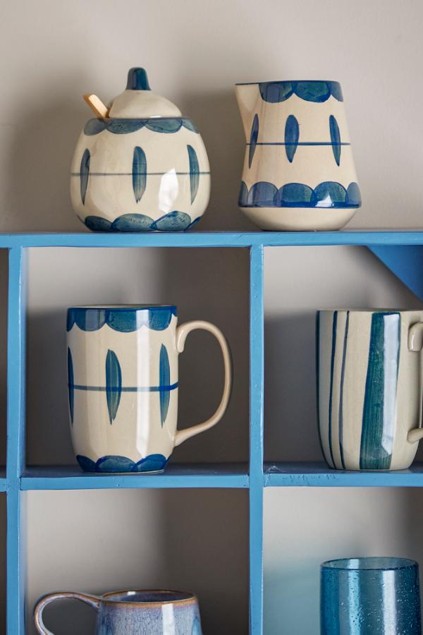 Creative Collection Allium Milk Jug & Sugar Bowl, Blue, Stoneware