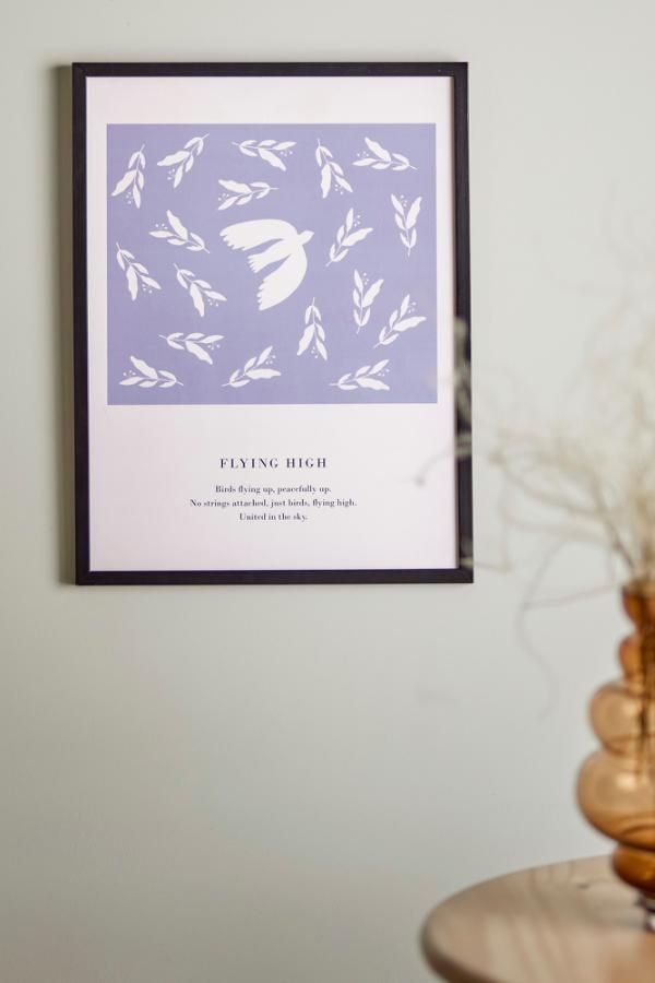Bloomingville Flye Illustration w/ Frame, Blue, Pine
