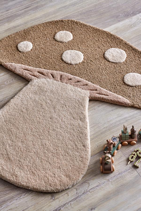Bloomingville Mini Mushroom Rug, Brown, Wool