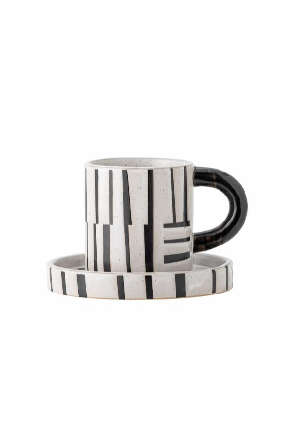 Bloomingville Frankie Cup w/Saucer, Black, Stoneware