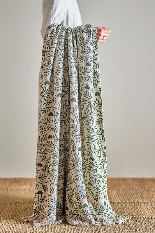 Bloomingville Maribelle Throw, Green, Recycled Cotton