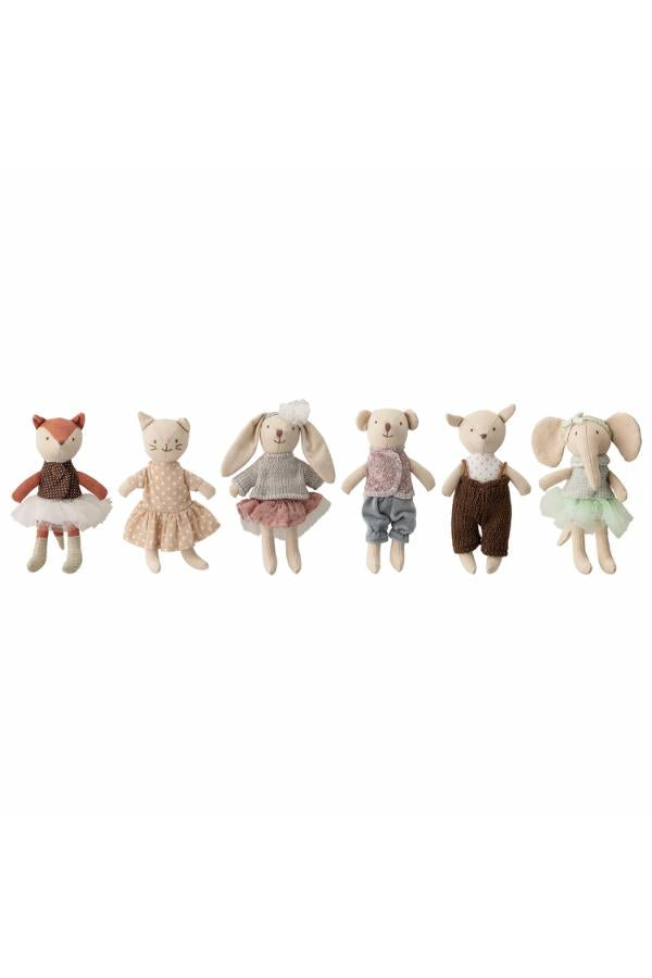 Bloomingville Mini Animal friends Doll, Multi, Cotton