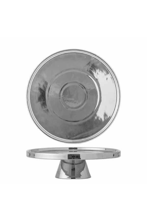 Bloomingville Shine Cake Tray, Silver, Stoneware