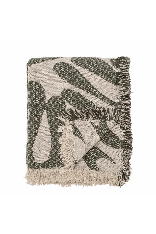 Bloomingville Alk Throw, Green, Recycled Cotton