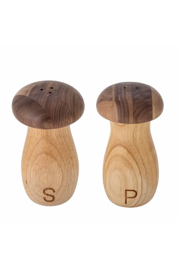 Bloomingville Rahim Salt & Pepper Shaker Set, Brown, Rubberwood