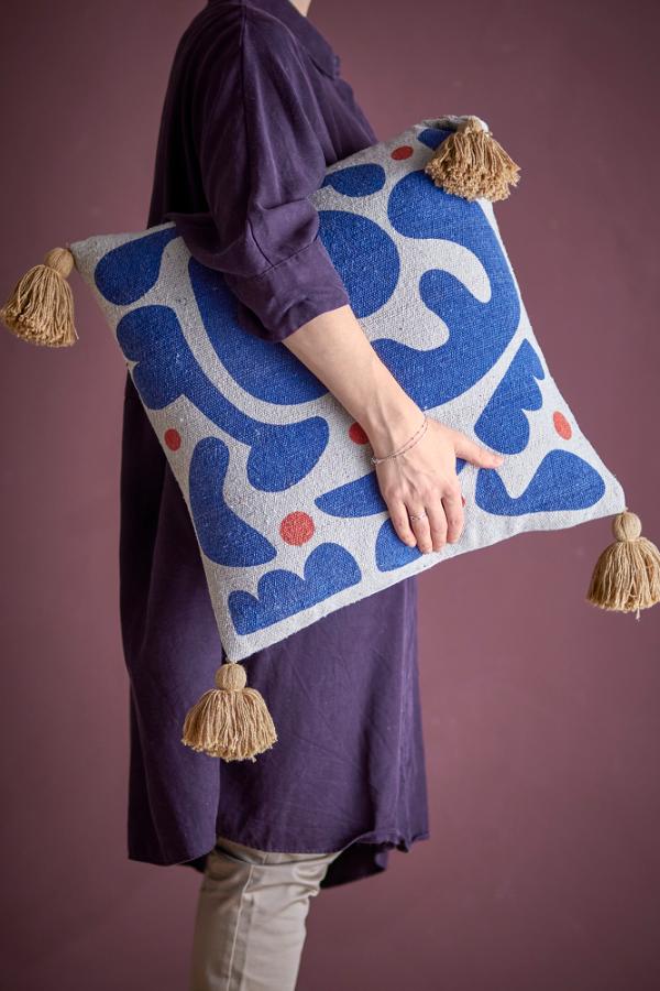 Bloomingville Eviaya Cushion, Multi, Recycled Cotton