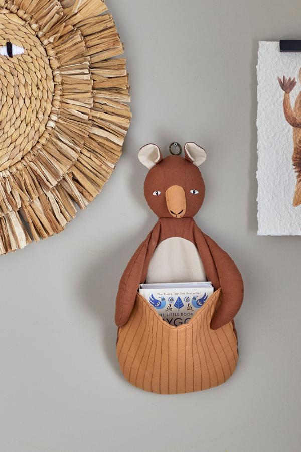 Bloomingville Mini Toto Wall Basket, Brown, Linen