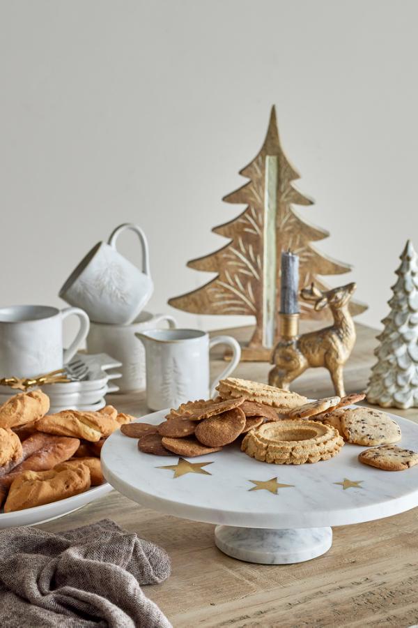 Bloomingville Fenya Star Cake Tray, White, Marble