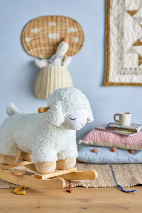 Bloomingville Mini Laasrith Rocking Toy, Sheep, White, Polyester