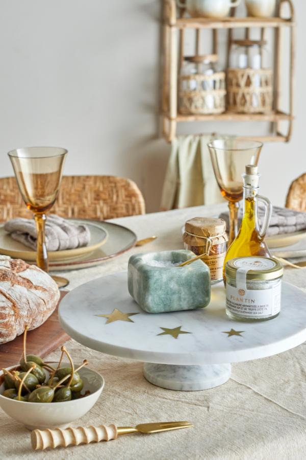 Bloomingville Fenya Star Cake Tray, White, Marble
