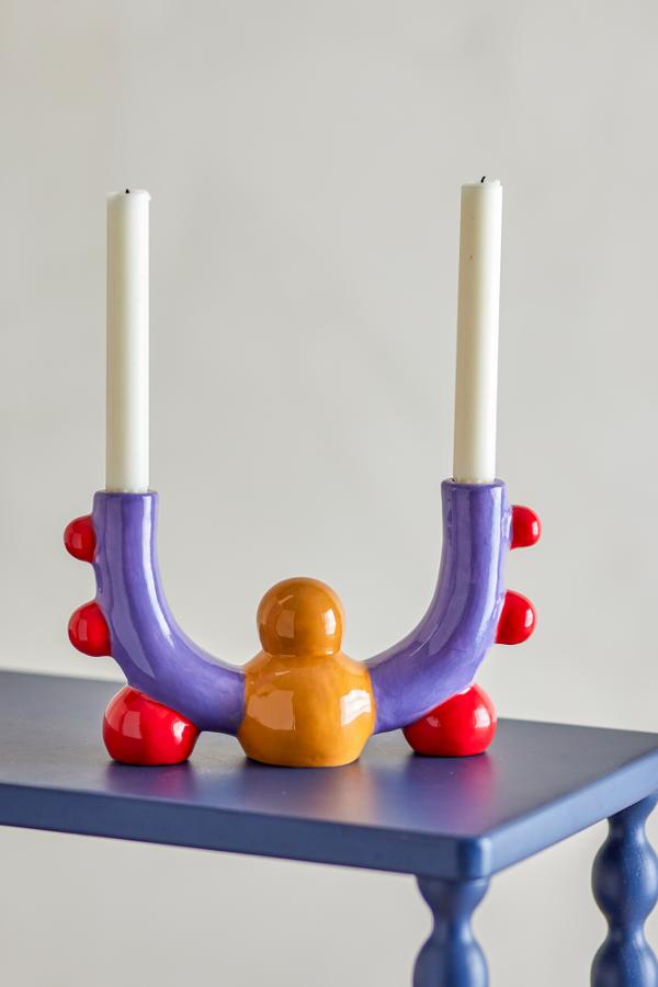 Bloomingville Edivia Candle Holder, Multi, Stoneware