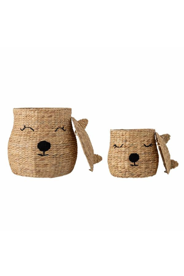 Bloomingville Mini Berny Basket w/Lid, Nature, Water Hyacinth