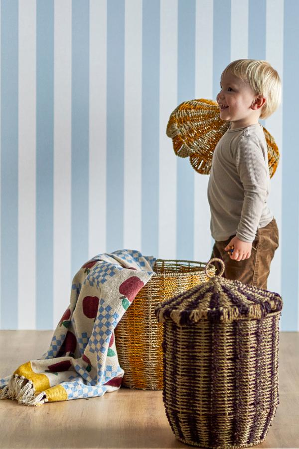 Bloomingville Mini Cikkeline Basket w/Lid, Multi, Seagrass