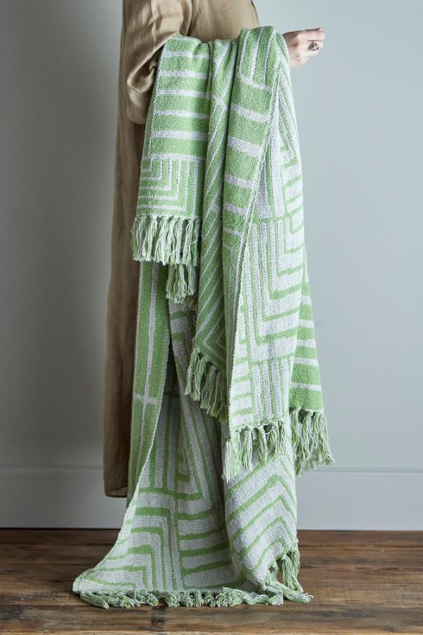 Creative Collection Velva Throw, Green, Recycled Cotton