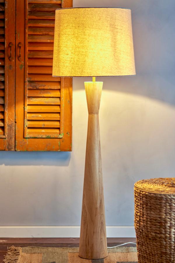 Creative Collection Leonor Floor Lamp, Nature, Rubberwood