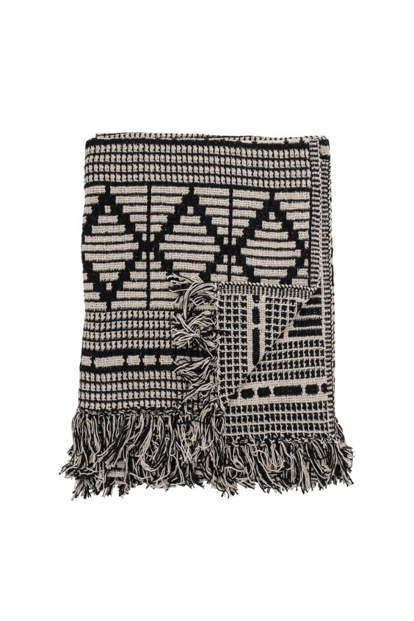 Bloomingville Gutte Throw, Black, Recycled Cotton