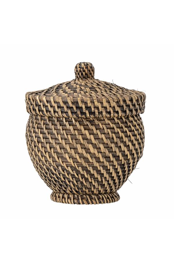 Bloomingville Leoonie Basket w/Lid, Black, Rattan