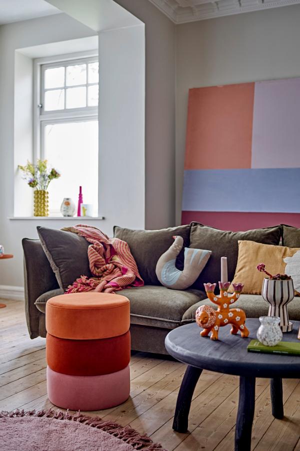 Bloomingville Bilbao Pouf, Orange, Polyester