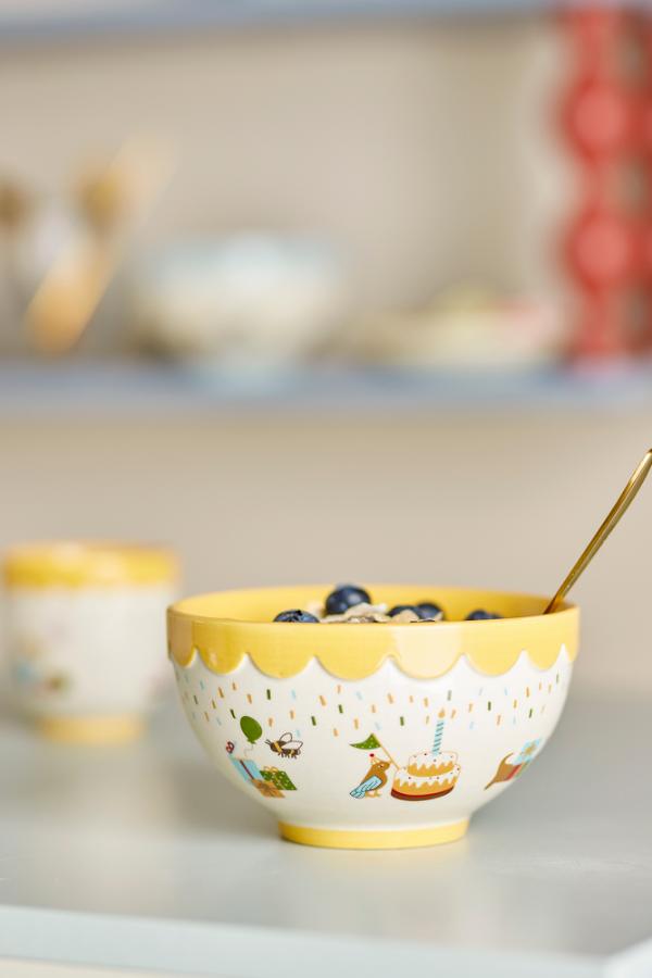Bloomingville Mini Celebrate Bowl, Yellow, Stoneware