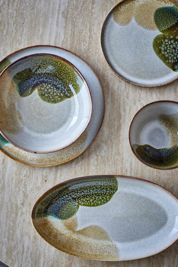 Bloomingville Jules Plate Deep, Green, Stoneware