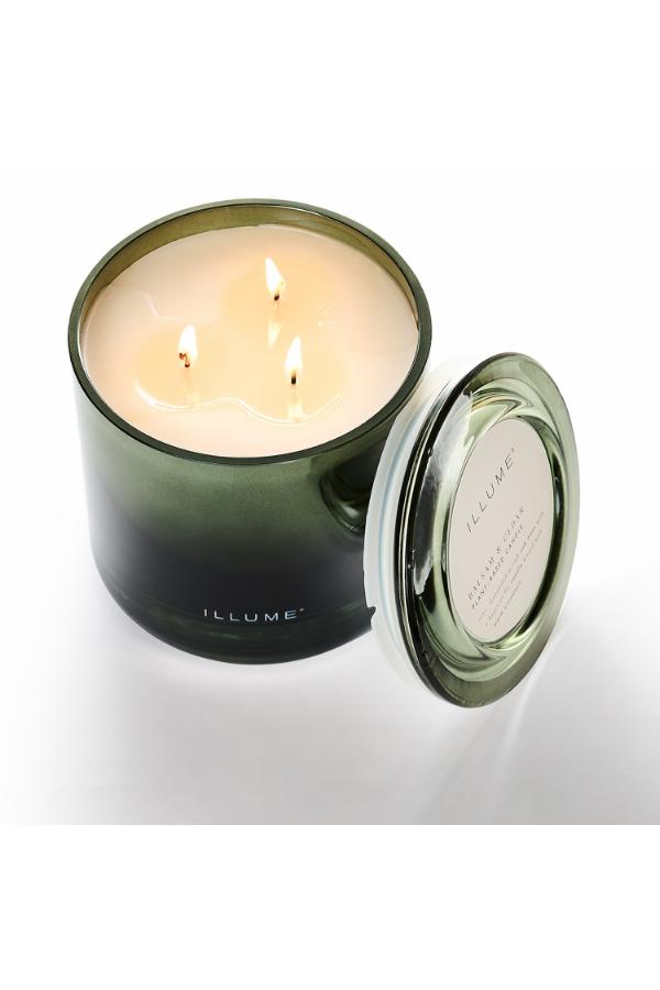 Illume Balsam & Cedar Statement Glass Candle, Green,
