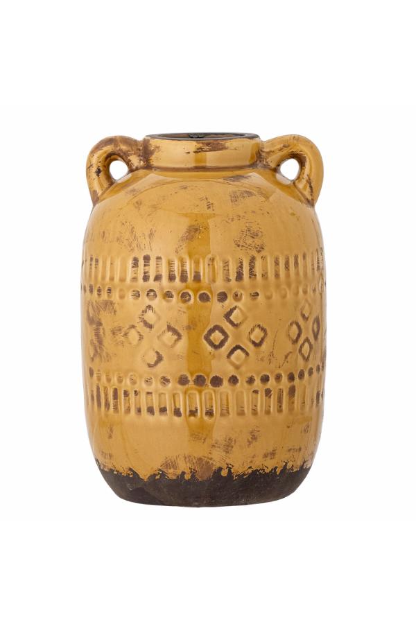 Bloomingville Rijad Deco Vase, Yellow, Terracotta