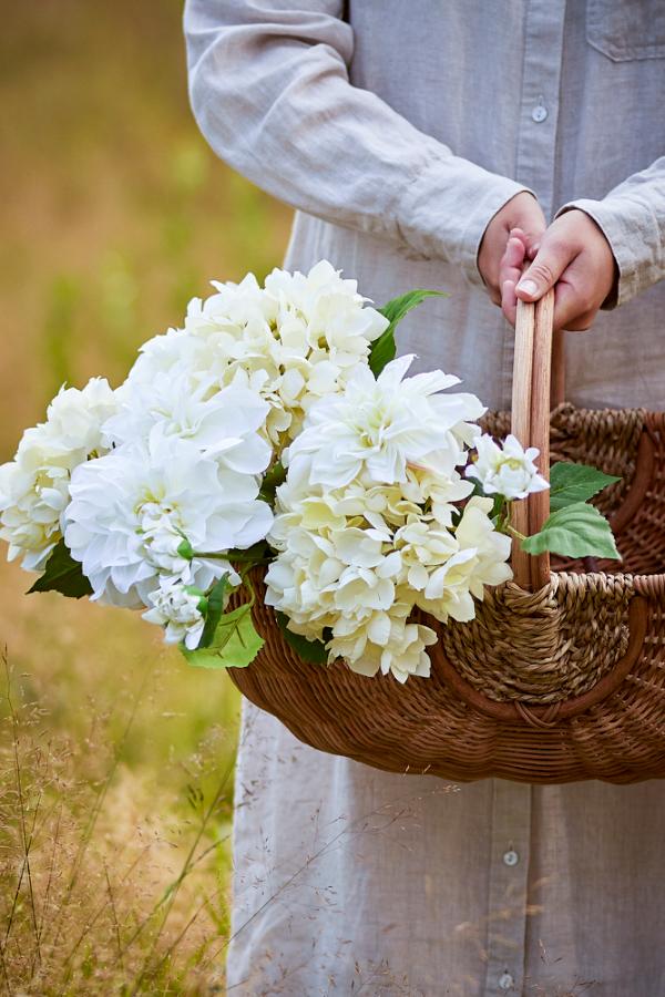 Bloomingville Dahlia Stem, White, Artificial Flowers