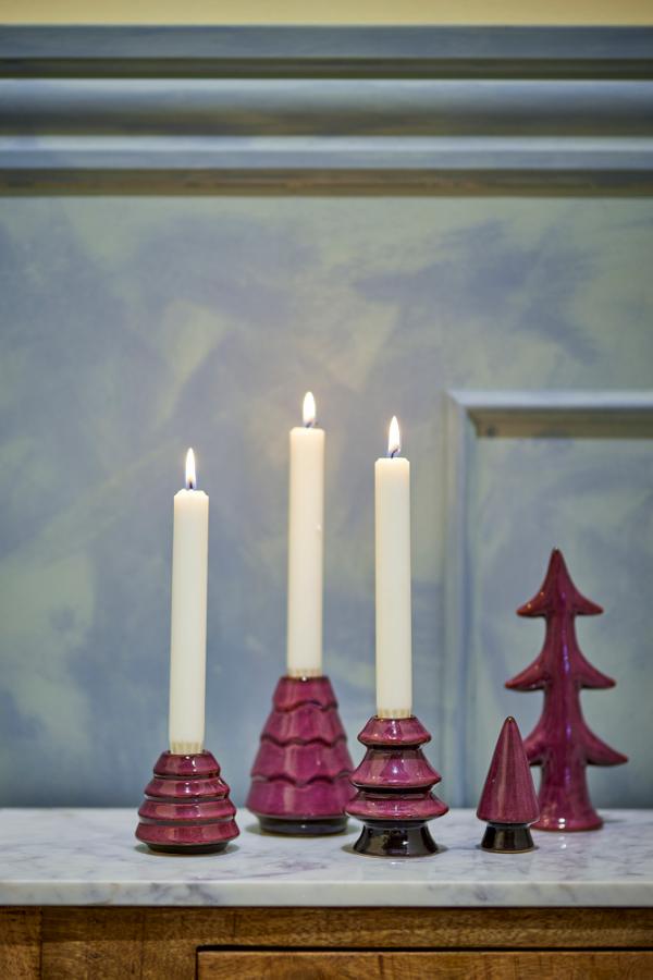 Bloomingville Woods Candle Holder, Red, Stoneware