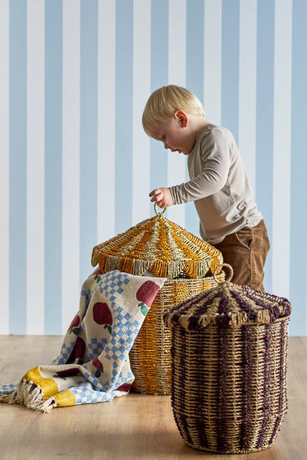Bloomingville Mini Cikkeline Basket w/Lid, Multi, Seagrass