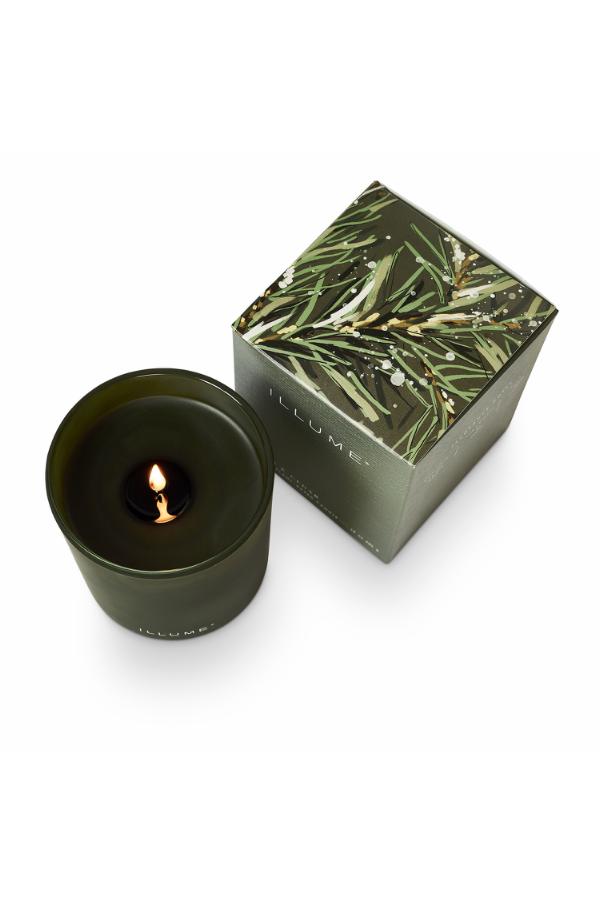 Illume Balsam & Cedar Box Glass Candle, Green,