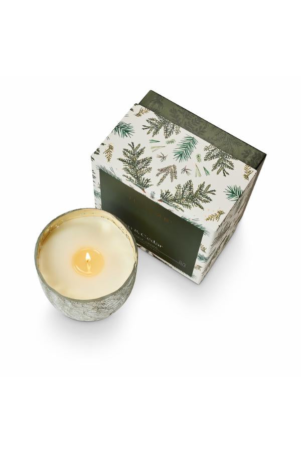 Illume Balsam & Cedar Crackle Glass Candle, Green,