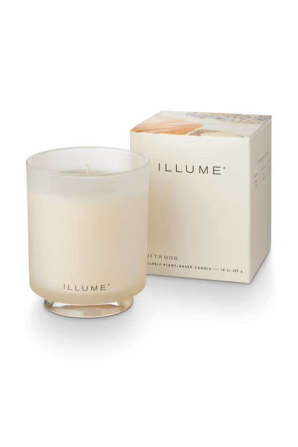 Illume Driftwood Box Glass Candle, White,