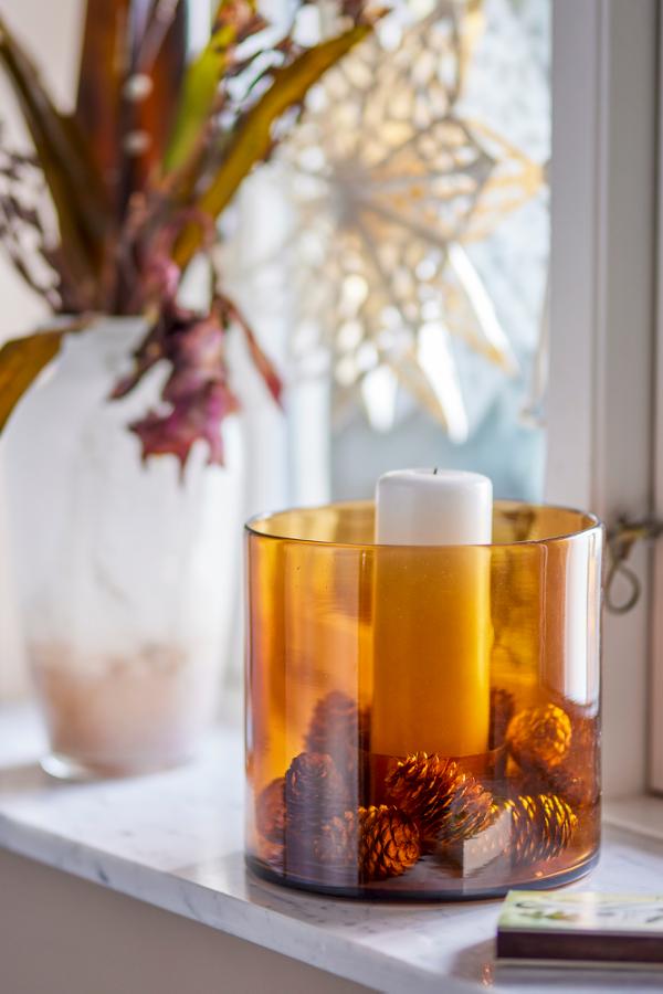 Bloomingville Kahlah Candle Holder, Brown, Recycled Glass