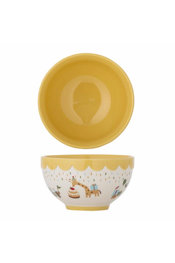 Bloomingville Mini Celebrate Bowl, Yellow, Stoneware