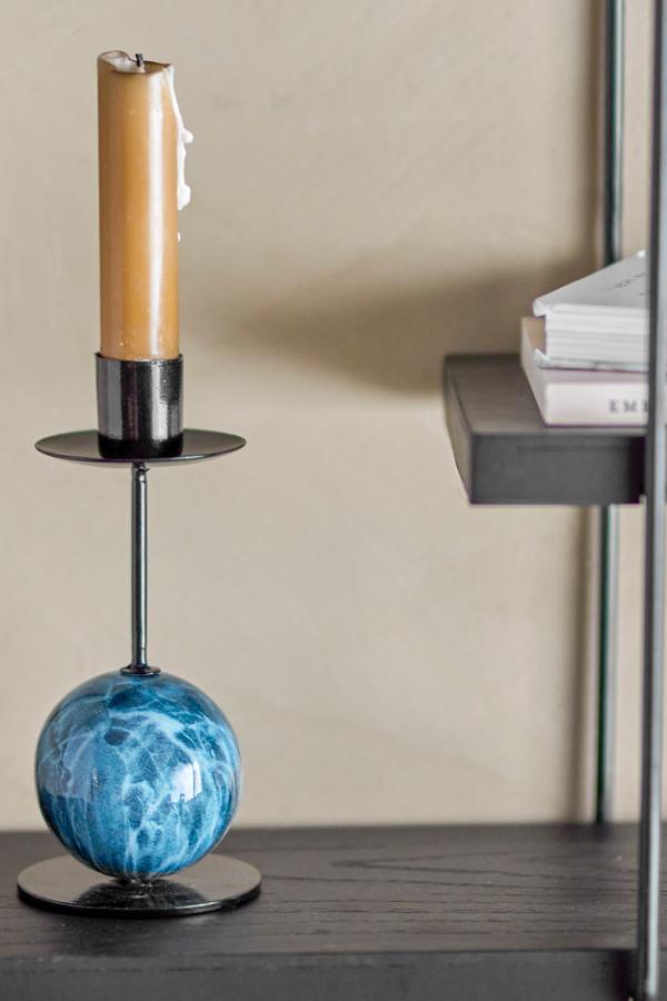 Bloomingville Jayda Candle Holder, Blue, Iron