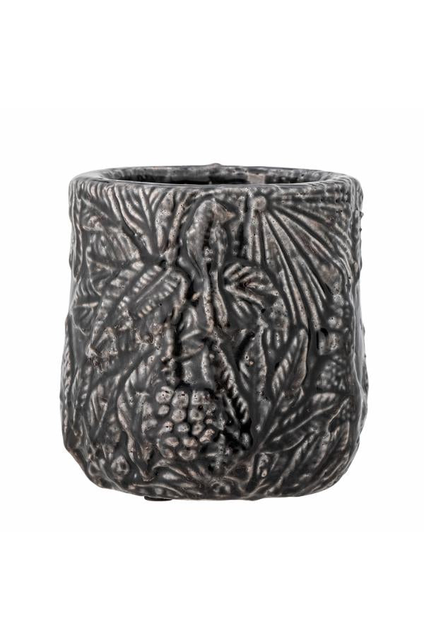 Creative Collection Nikou Deco Flowerpot, Black, Terracotta