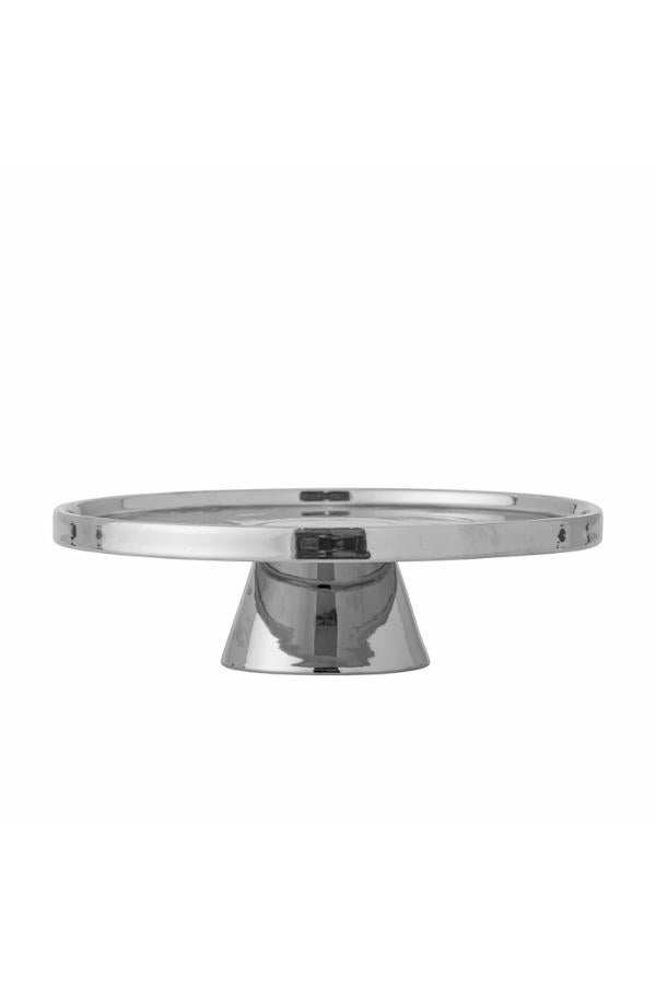 Bloomingville Shine Cake Tray, Silver, Stoneware