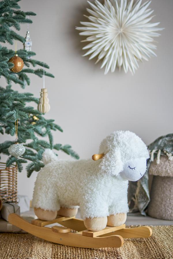 Bloomingville Mini Laasrith Rocking Toy, Sheep, White, Polyester