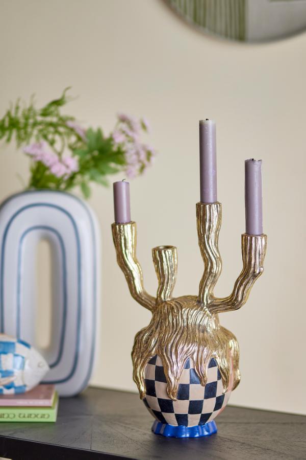 Bloomingville Medusa Candle Holder, Gold, Polyresin