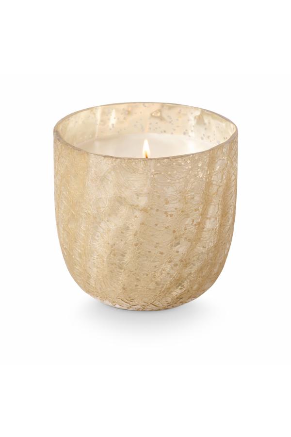 Illume Winter White Crackle Glass Candle, White,