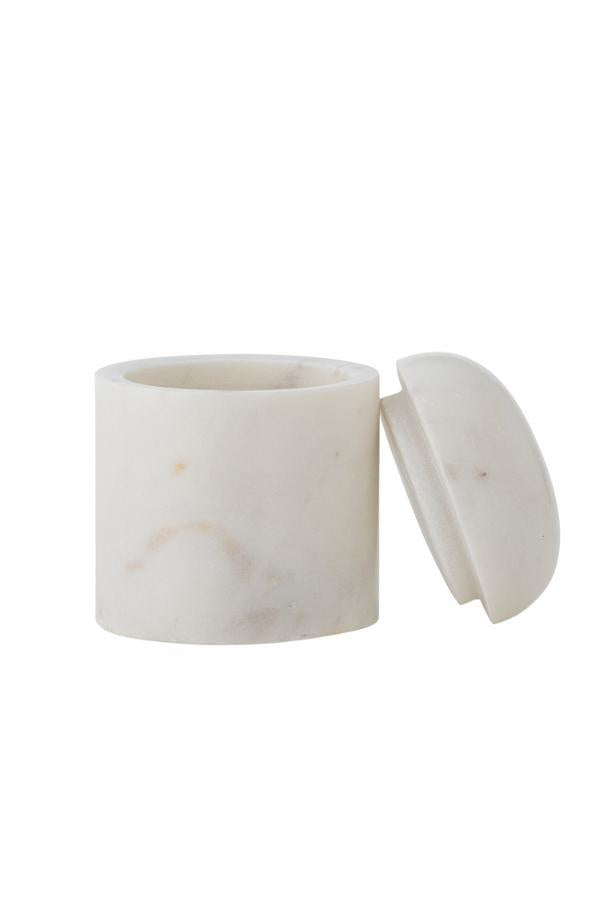 Bloomingville Lira Jar w/Lid, White, Marble