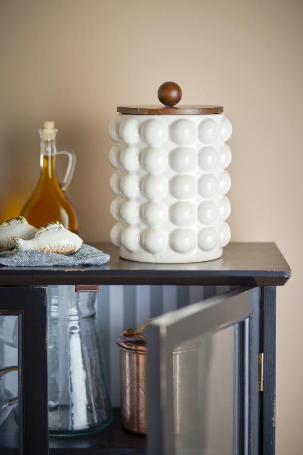 Creative Collection Madge Jar w/Lid, White, Stoneware