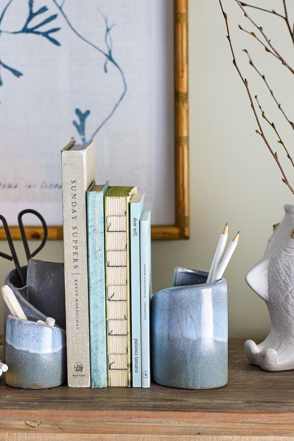 Creative Collection Meliad Bookend, Blue, Stoneware