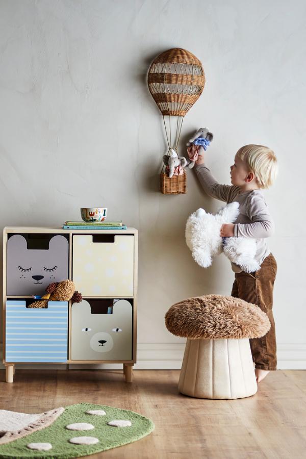 Bloomingville Mini Bertil Pouf, Multi, FSC®100%, MDF