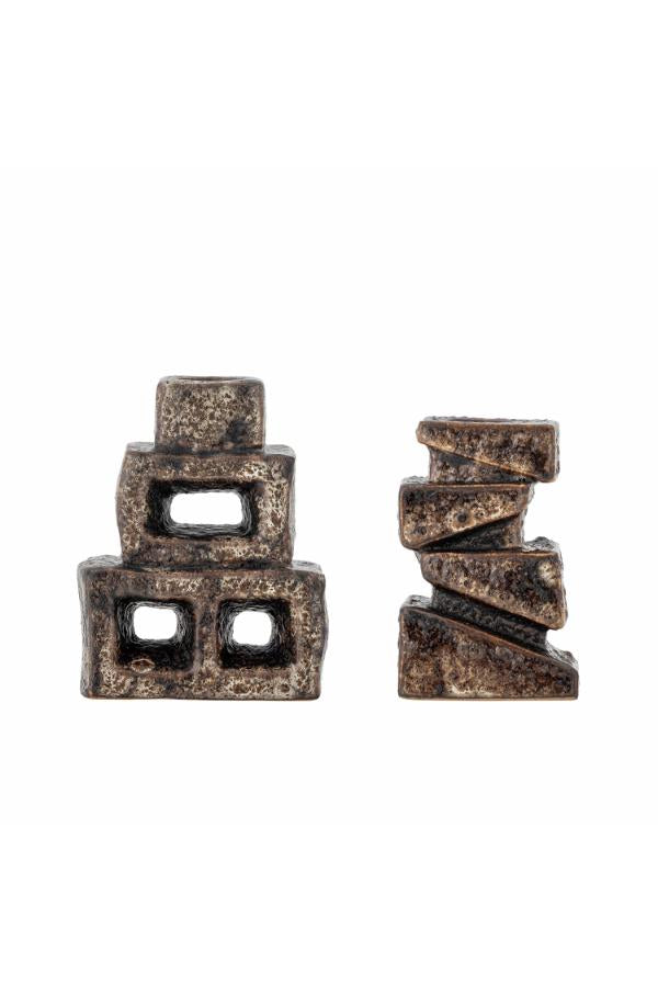 Bloomingville Hale Candle Holder, Brown, Stoneware