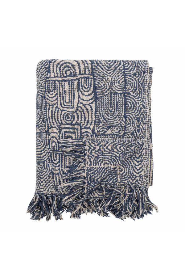 Bloomingville Bresso Throw, Blue, Recycled Cotton