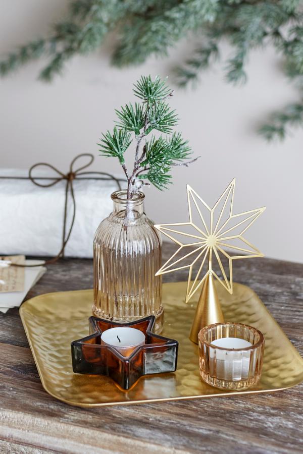 Bloomingville Sanga Tray w/Votive, Gold, Glass