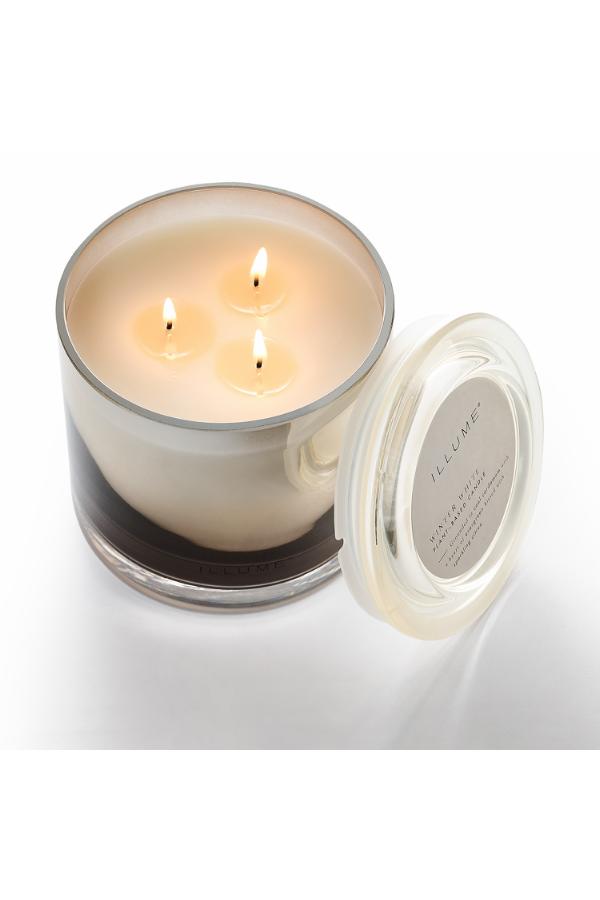 Illume Winter White Statement Glass Candle, White,